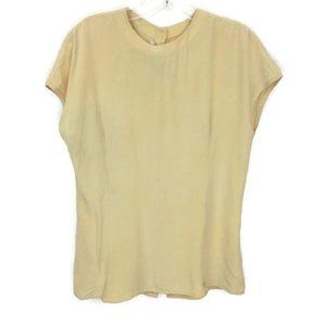 St. John Yellow Silk Crew Neck Cap Sleeve Top 4